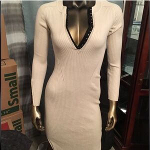 Rag & Bone Black Ribbed Bodycon Midi Dress